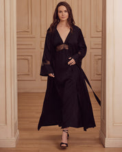 Silk Nightgown with lace detail 04108SL black