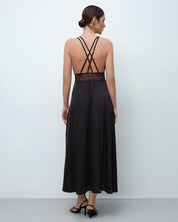 Silk Nightgown with lace detail 04108SL black