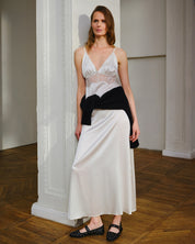 Silk Nightgown with lace detail 04108SL ivory
