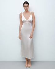 Silk Nightgown with lace detail 04108SL ivory