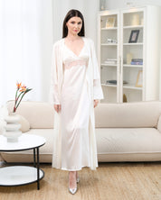 Silk Nightgown with lace detail 04108SL ivory