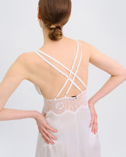 Silk Nightgown with lace detail 04108SL ivory