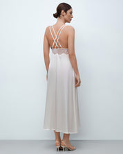 Silk Nightgown with lace detail 04108SL ivory