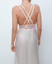 Silk Nightgown with lace detail 04108SL ivory