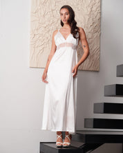 Silk Nightgown with lace detail 04108SL ivory