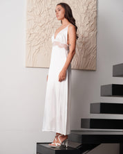 Silk Nightgown with lace detail 04108SL ivory