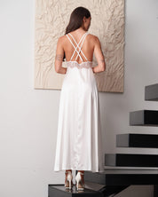 Silk Nightgown with lace detail 04108SL ivory