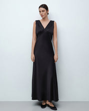 Silk long Nightgown 04109SL black