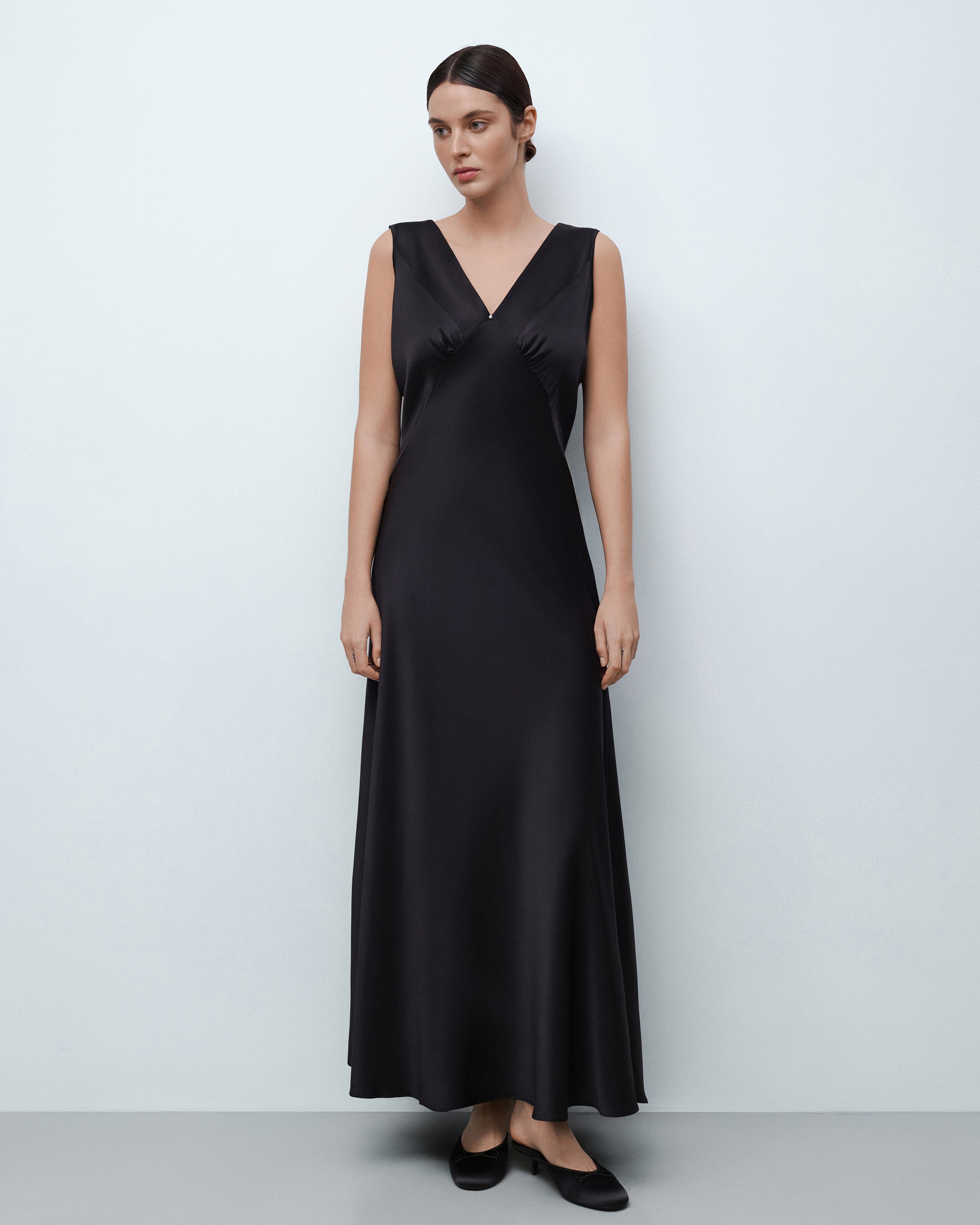 Silk long Nightgown 04109SL black