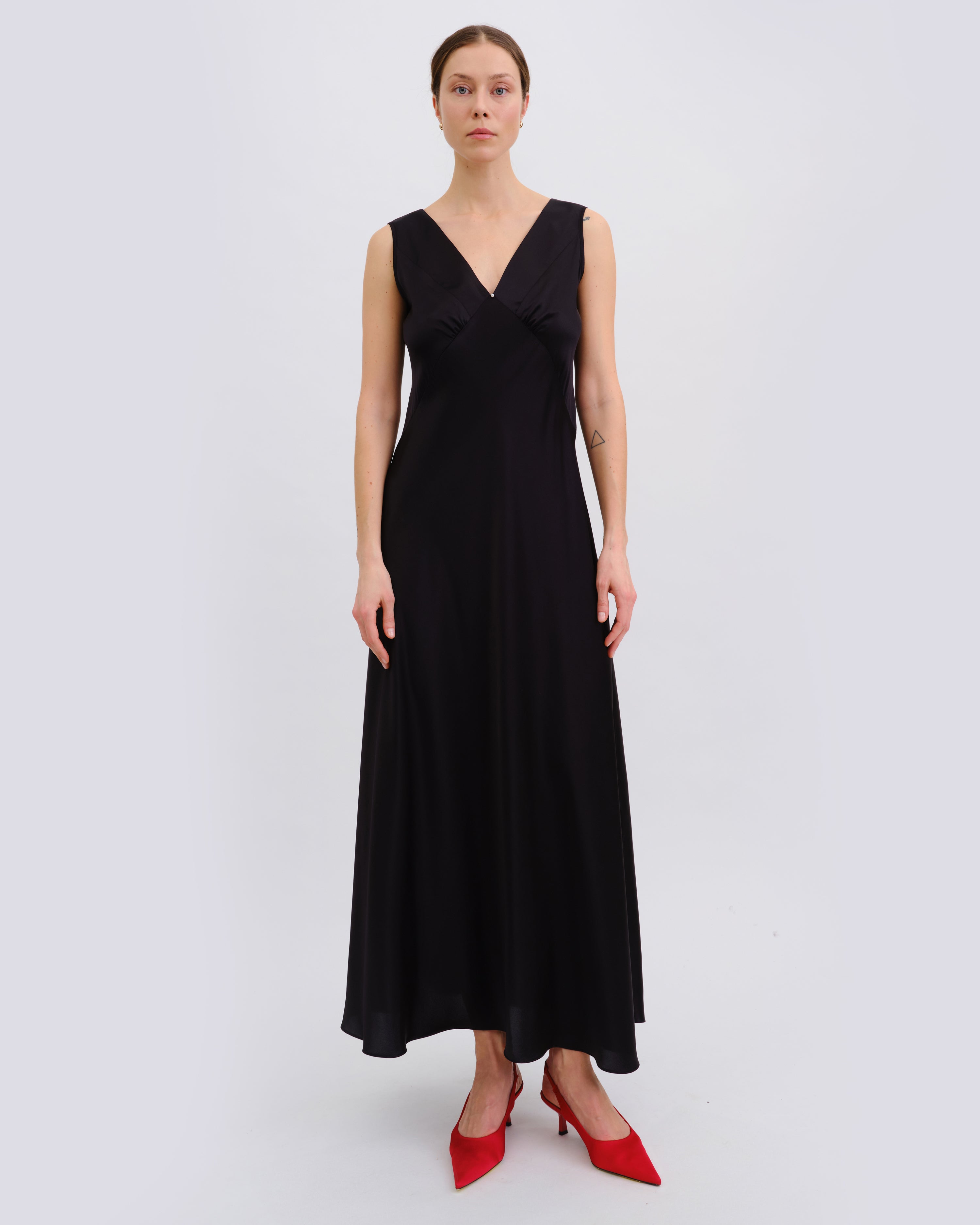 Silk long Nightgown 04109SL black