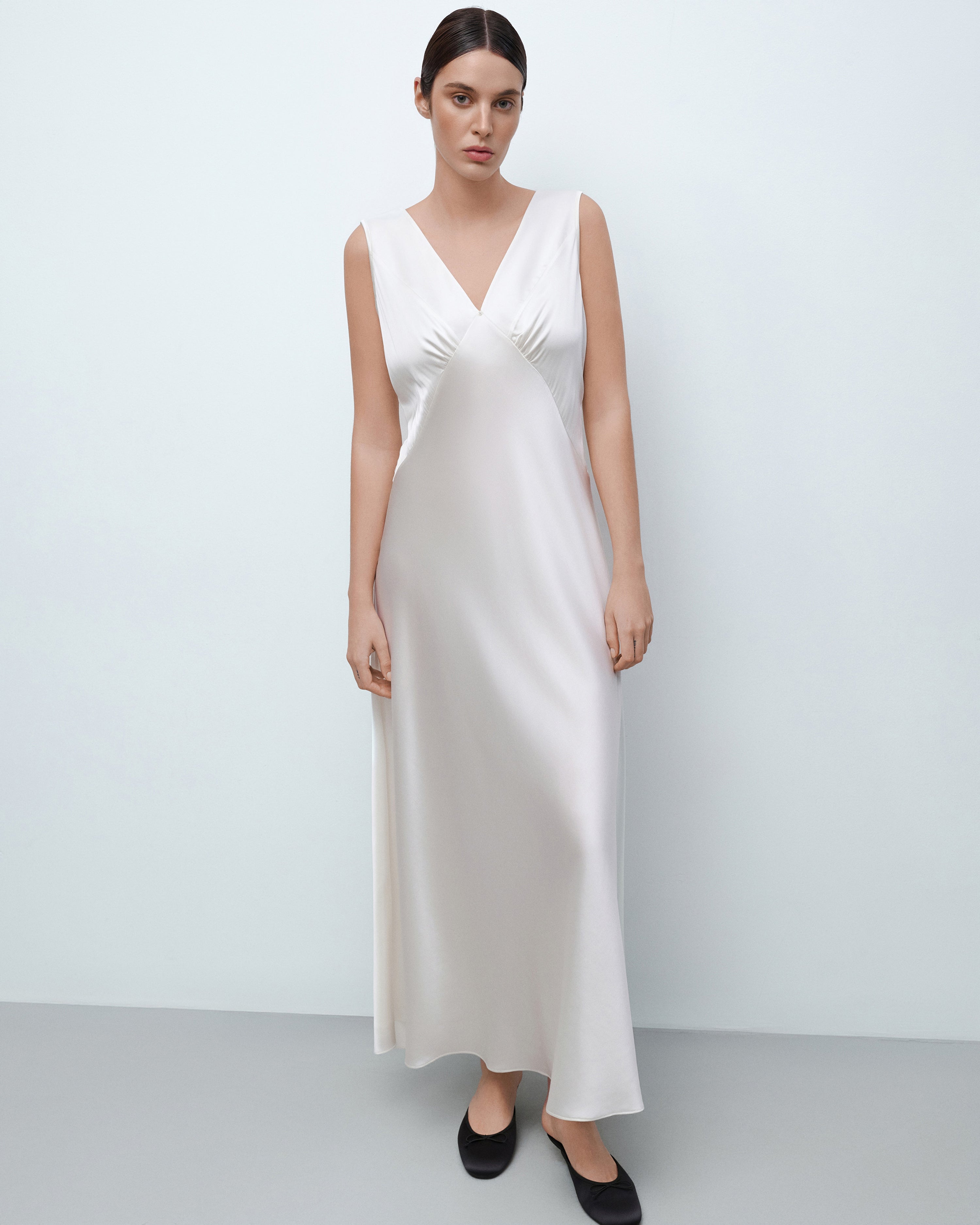 Silk long Nightgown 04109SL ivory