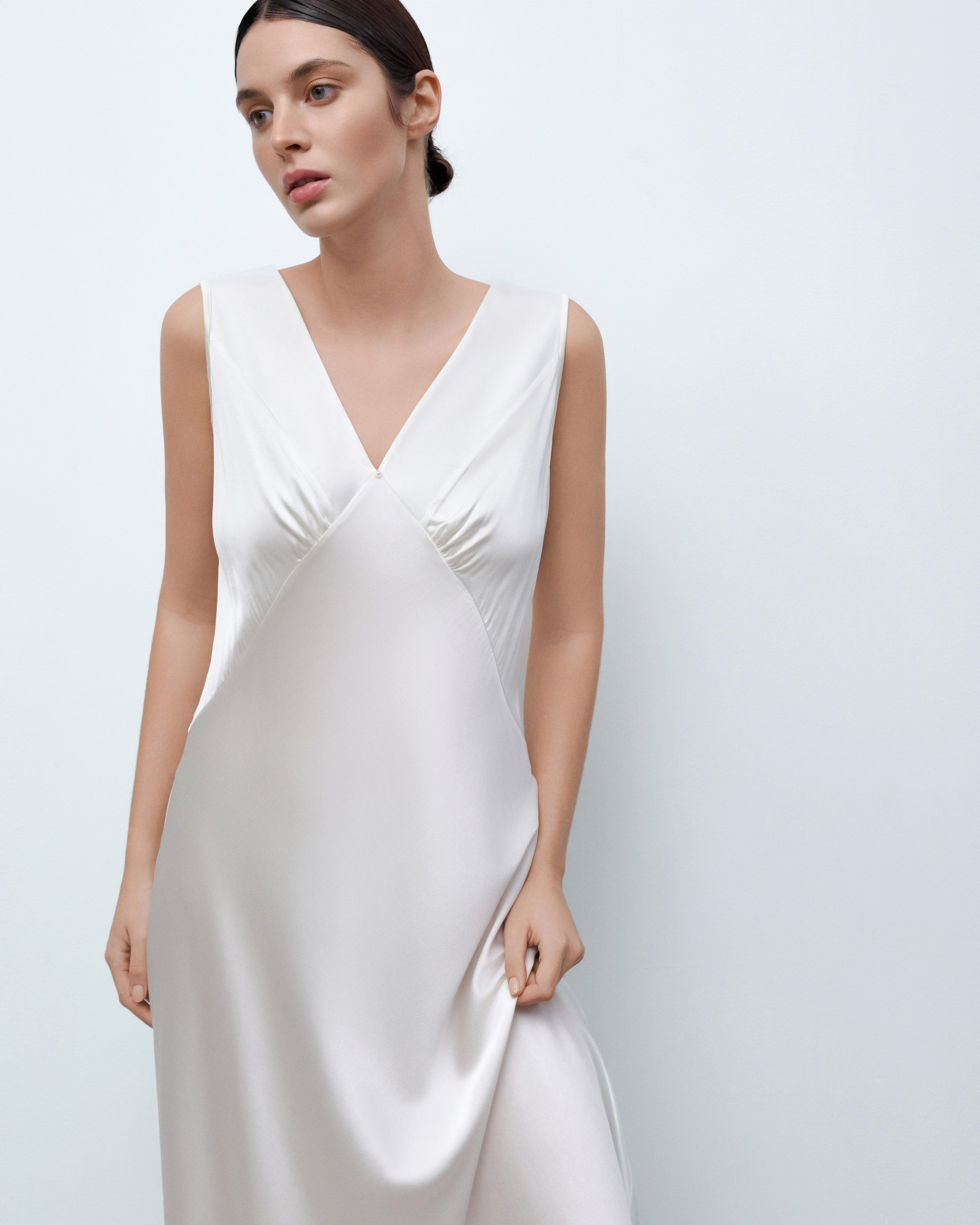 Silk long Nightgown 04109SL ivory
