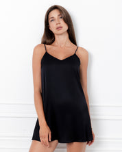 Silk Chemise spaghetti strap 04124SL black