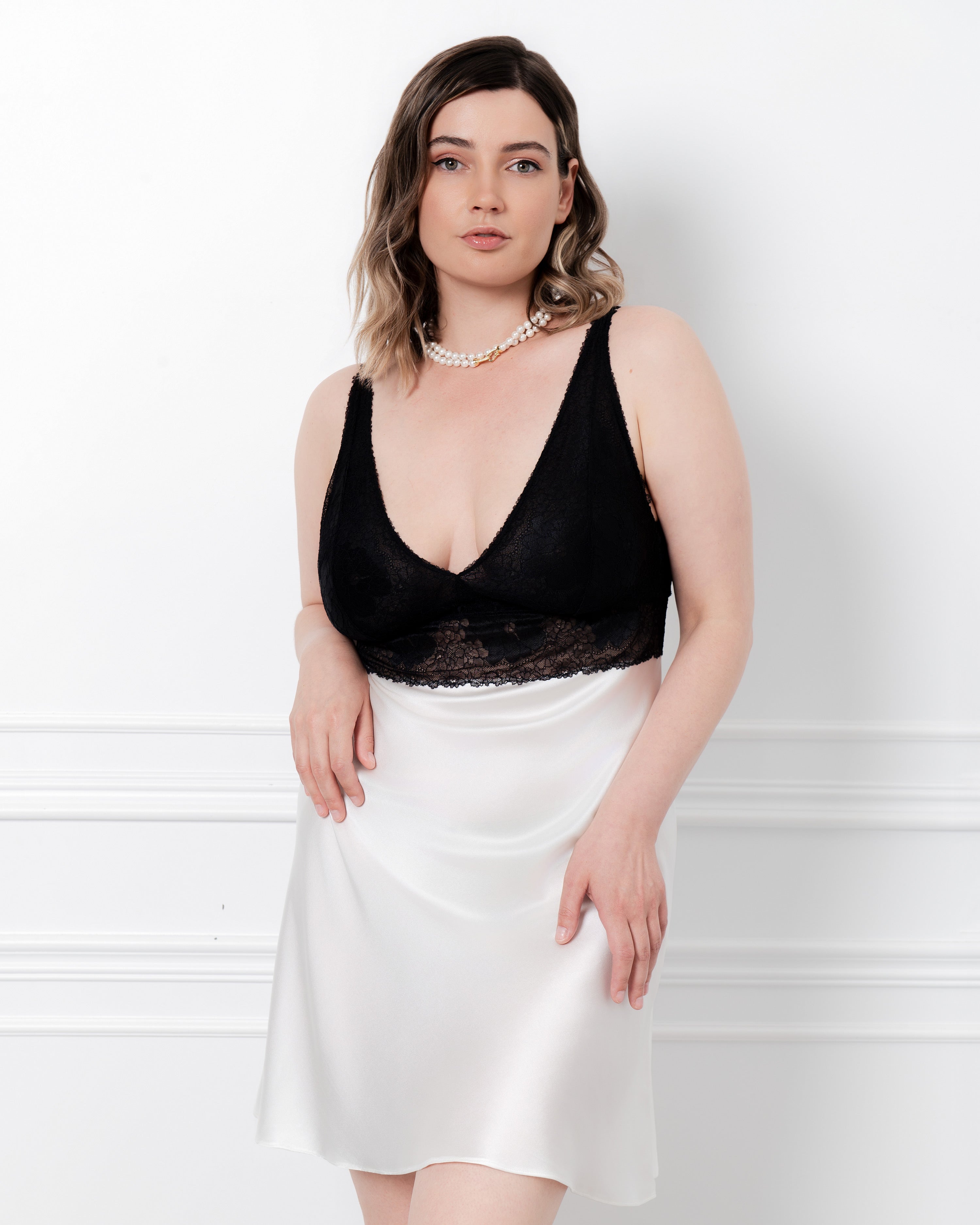 Silk Chemise breast support 04132SL ivory/black