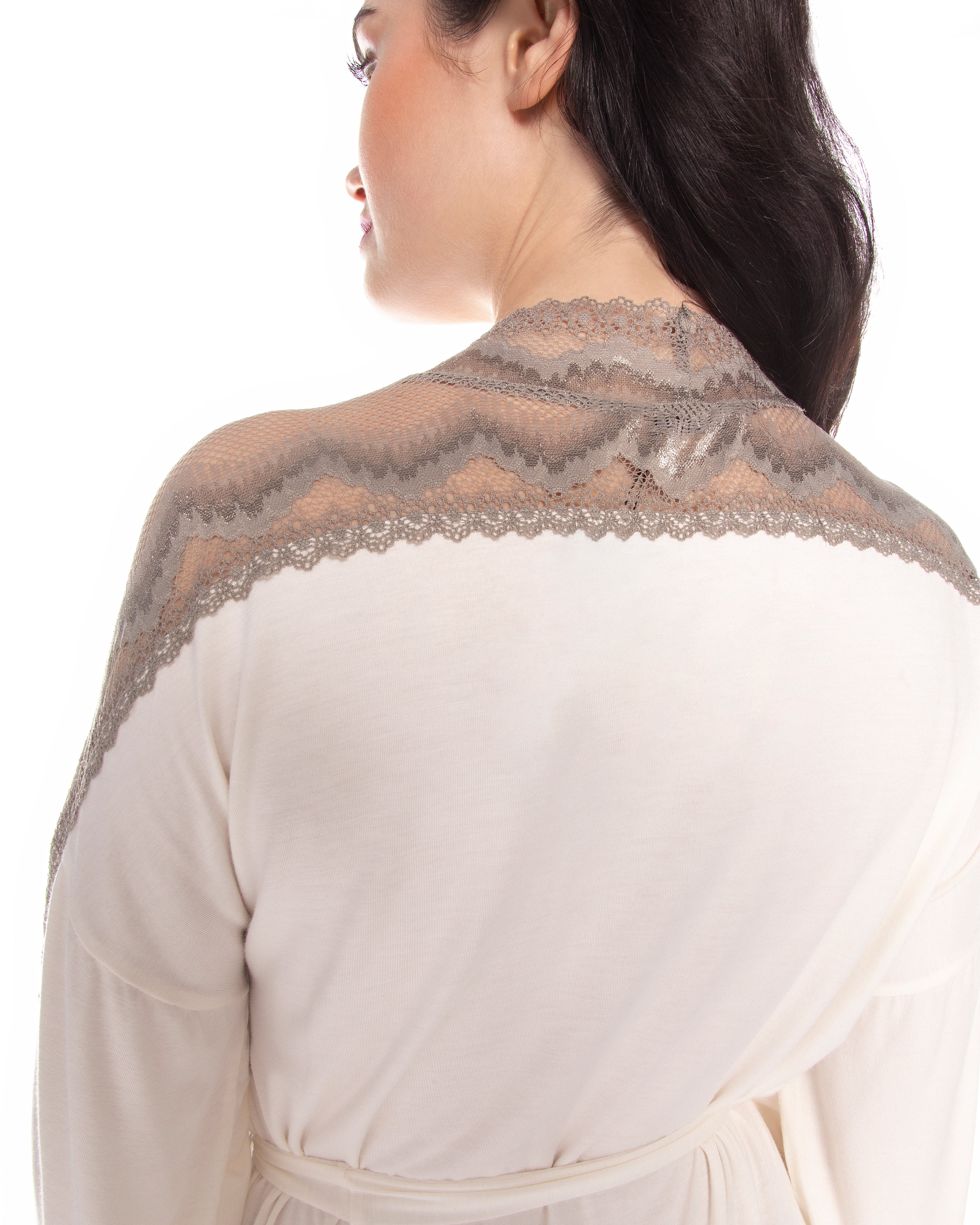 Bamboo 3/4 sleeve Robe 10202C ecru