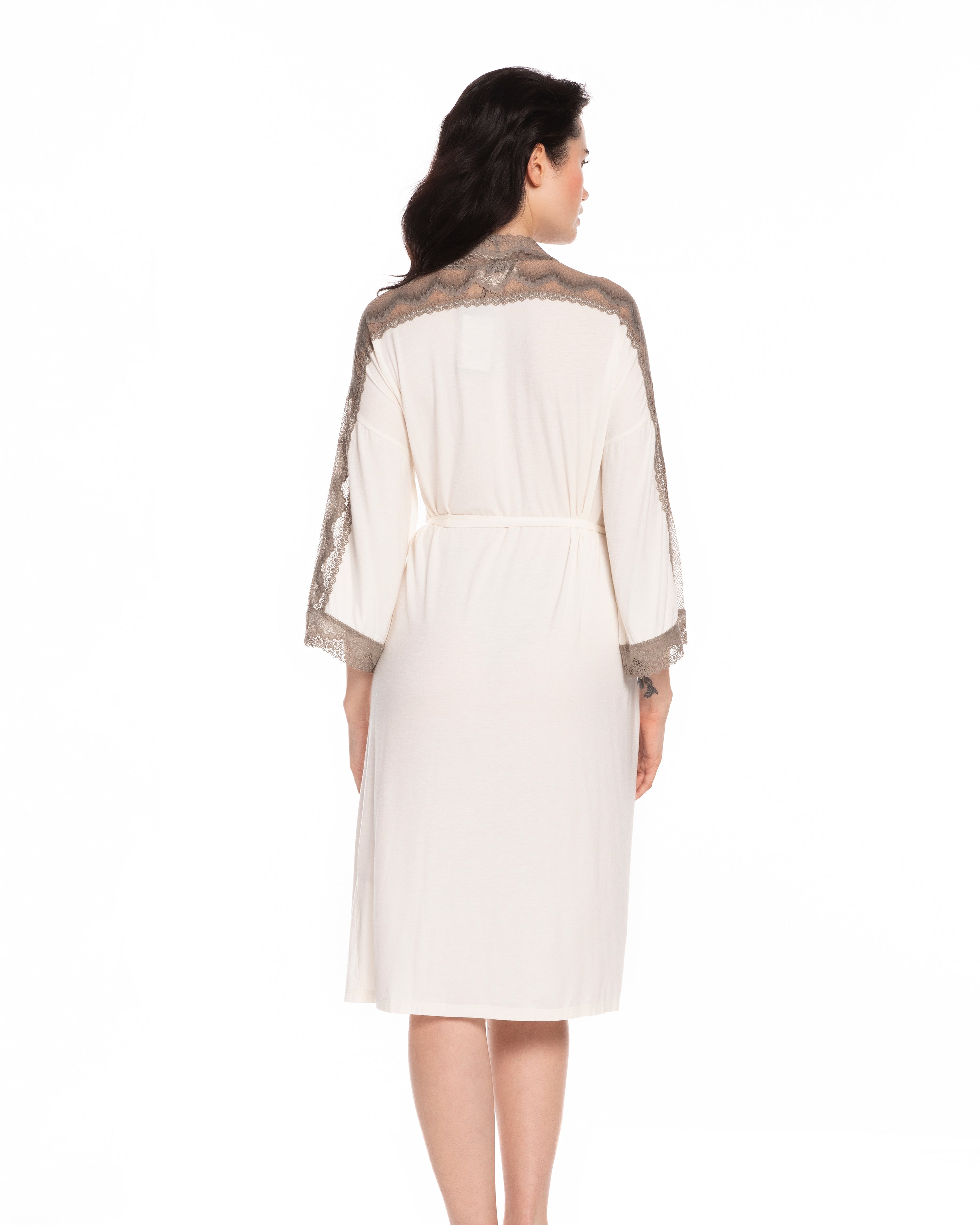 Bamboo 3/4 sleeve Robe 10202C ecru