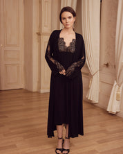 Bamboo long sleeve Robe 10502C black