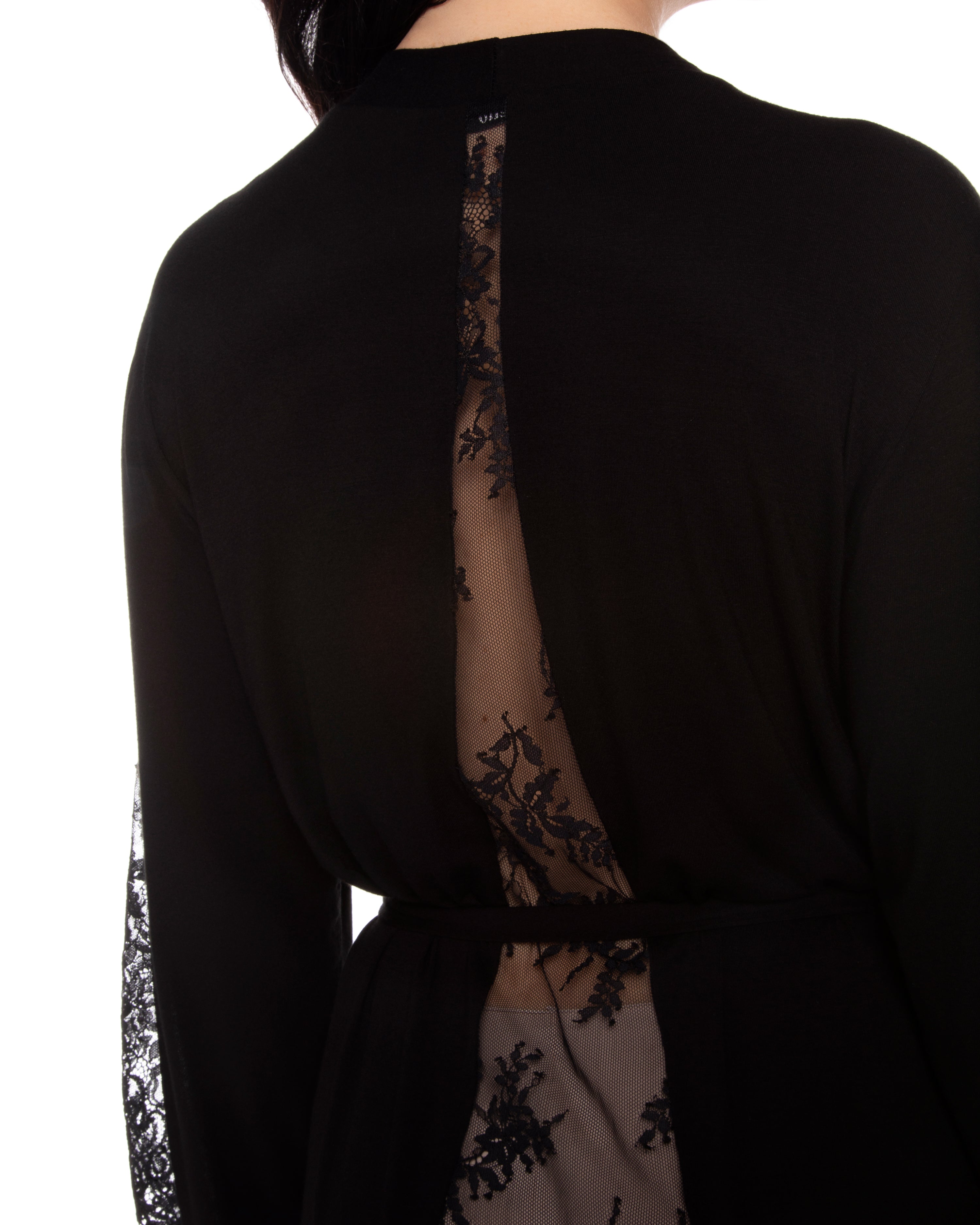 Bamboo long sleeve Robe 10502C black