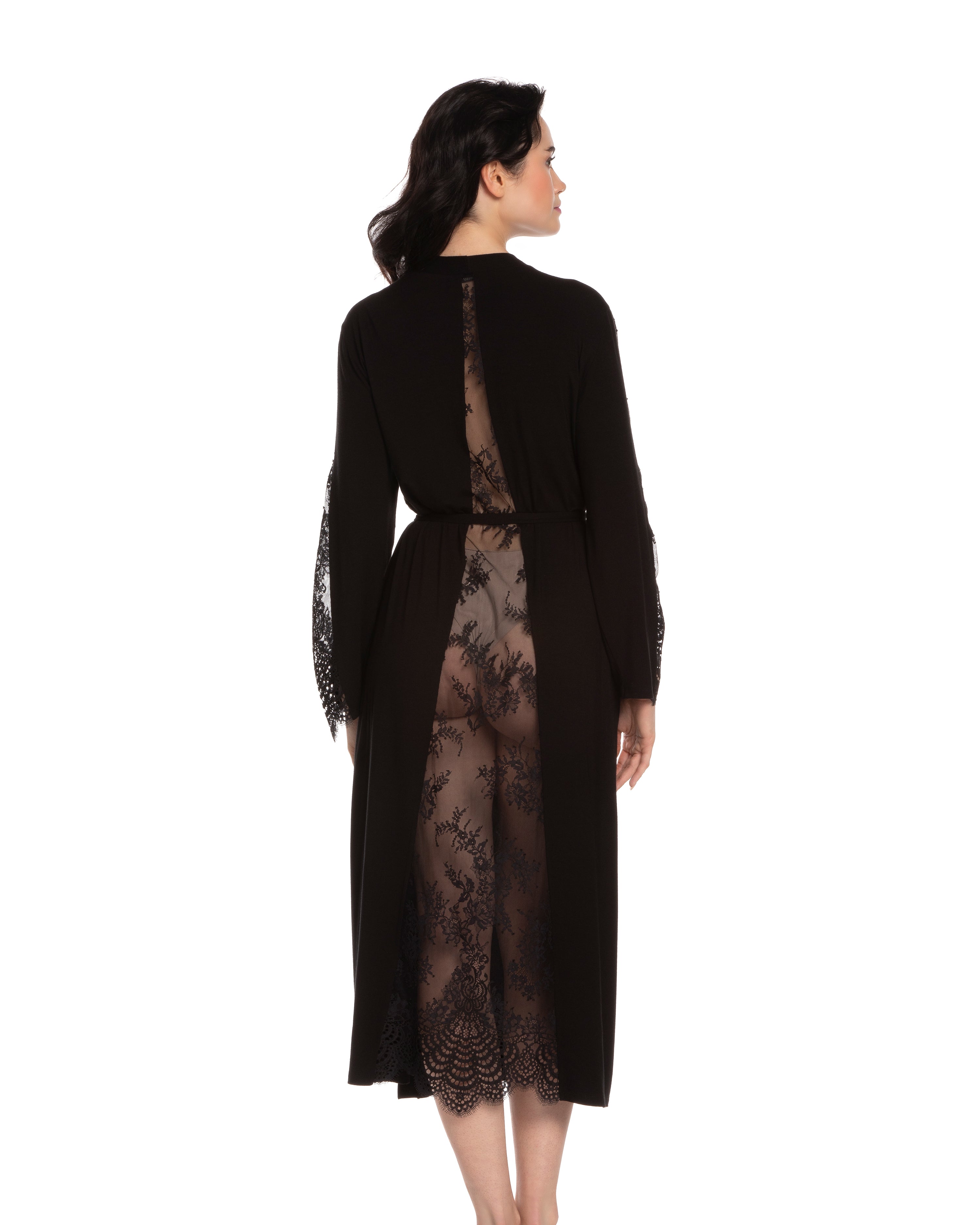 Bamboo long sleeve Robe 10502C black