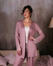 French terry Cardigan 10706C dark lilac