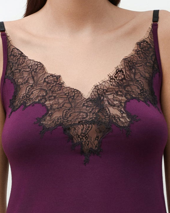 Bamboo cami shorts Set 03337 aubergine