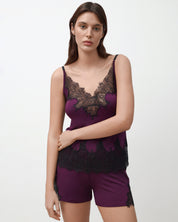 Bamboo cami shorts Set 03337 aubergine