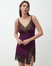 Bamboo Chemise spaghetti strap 03329 aubergine