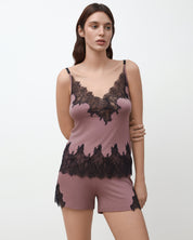Bamboo cami shorts Set 03337 ash rose