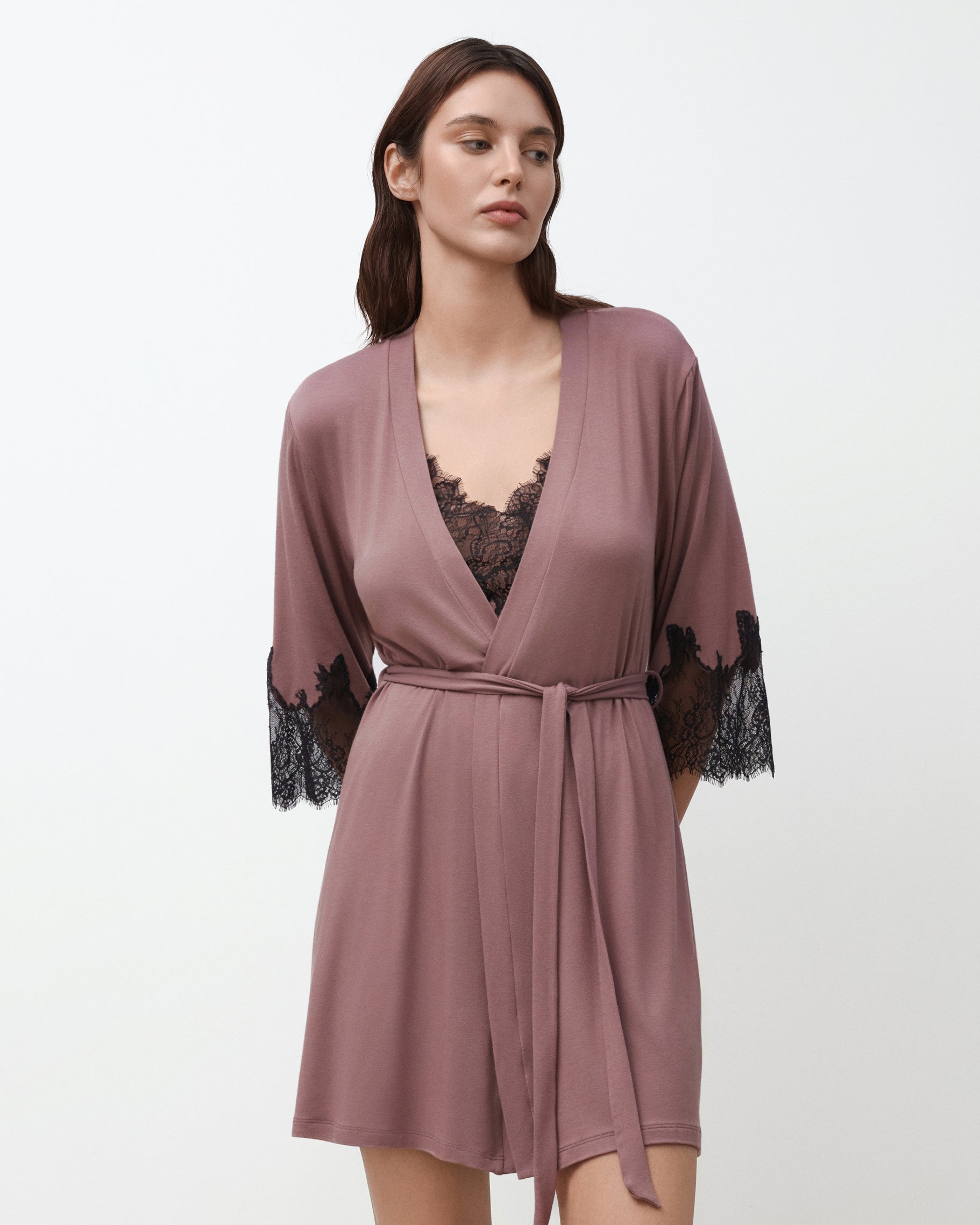 Bamboo 3/4 sleeve Robe 03332 ash rose