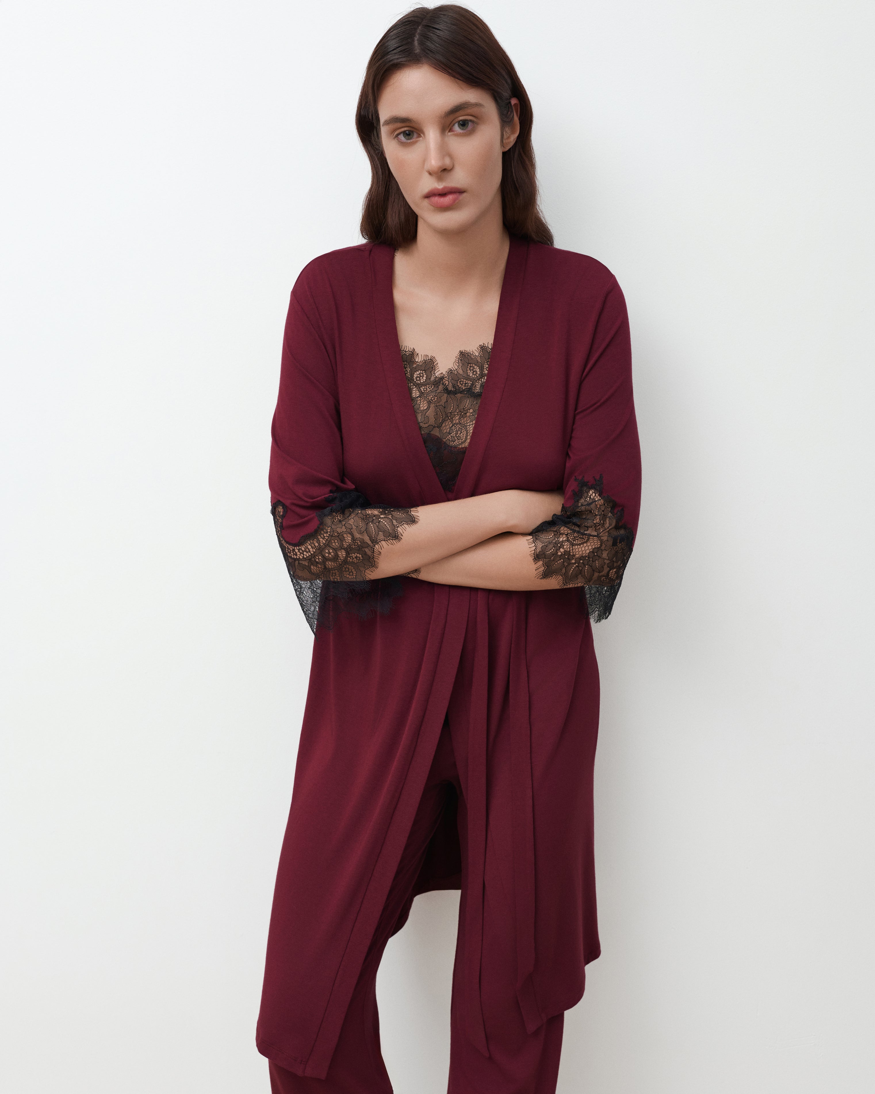 Bamboo 3/4 sleeve Robe 03340 cherry lacquer