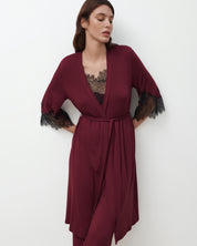 Bamboo 3/4 sleeve Robe 03340 cherry lacquer