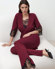 Bamboo 3/4 sleeve Robe 03340 cherry lacquer