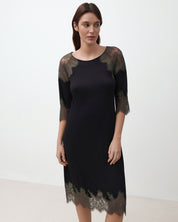 Bamboo Nightgown 3/4 sleeve 03343 black