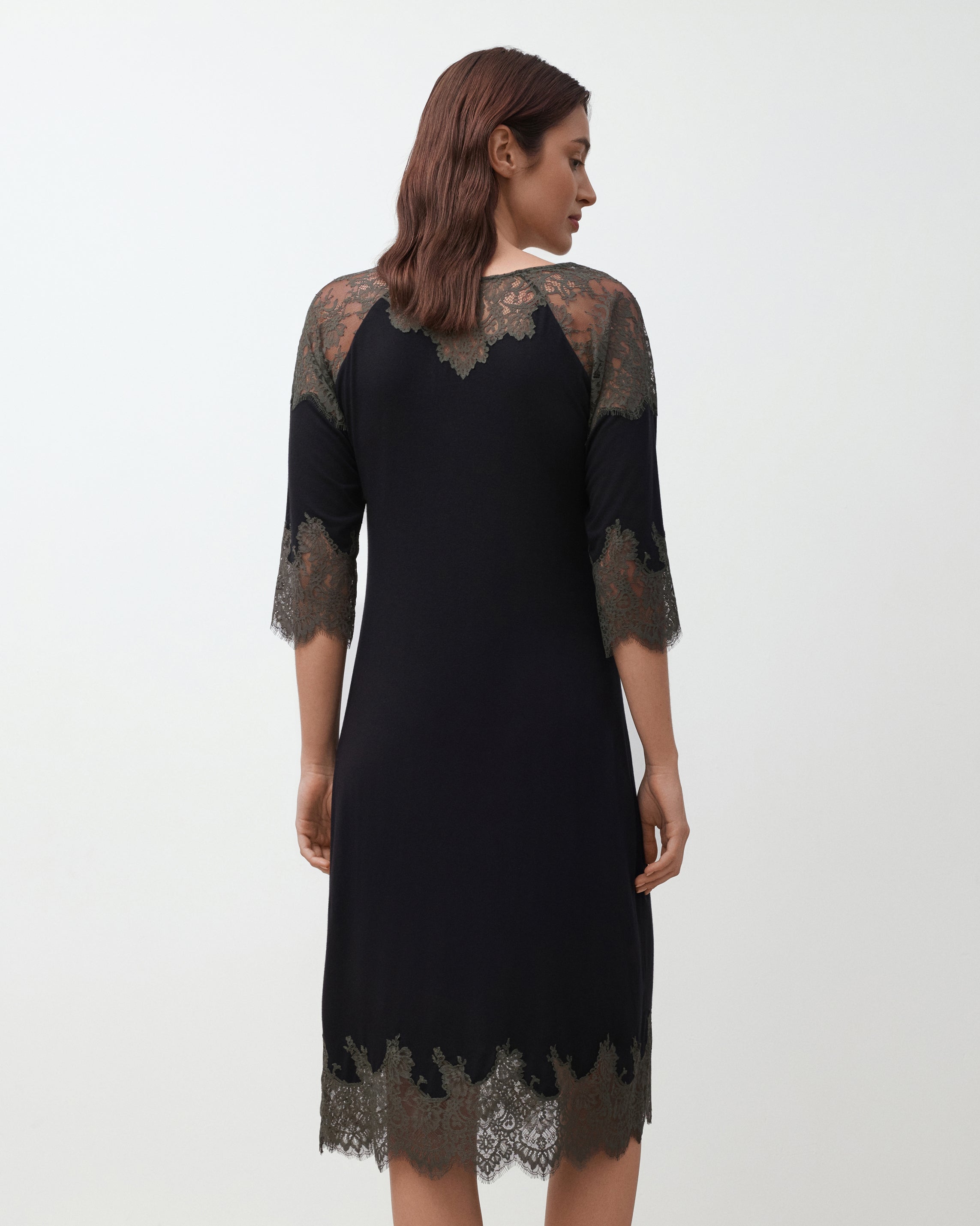 Bamboo Nightgown 3/4 sleeve 03343 black