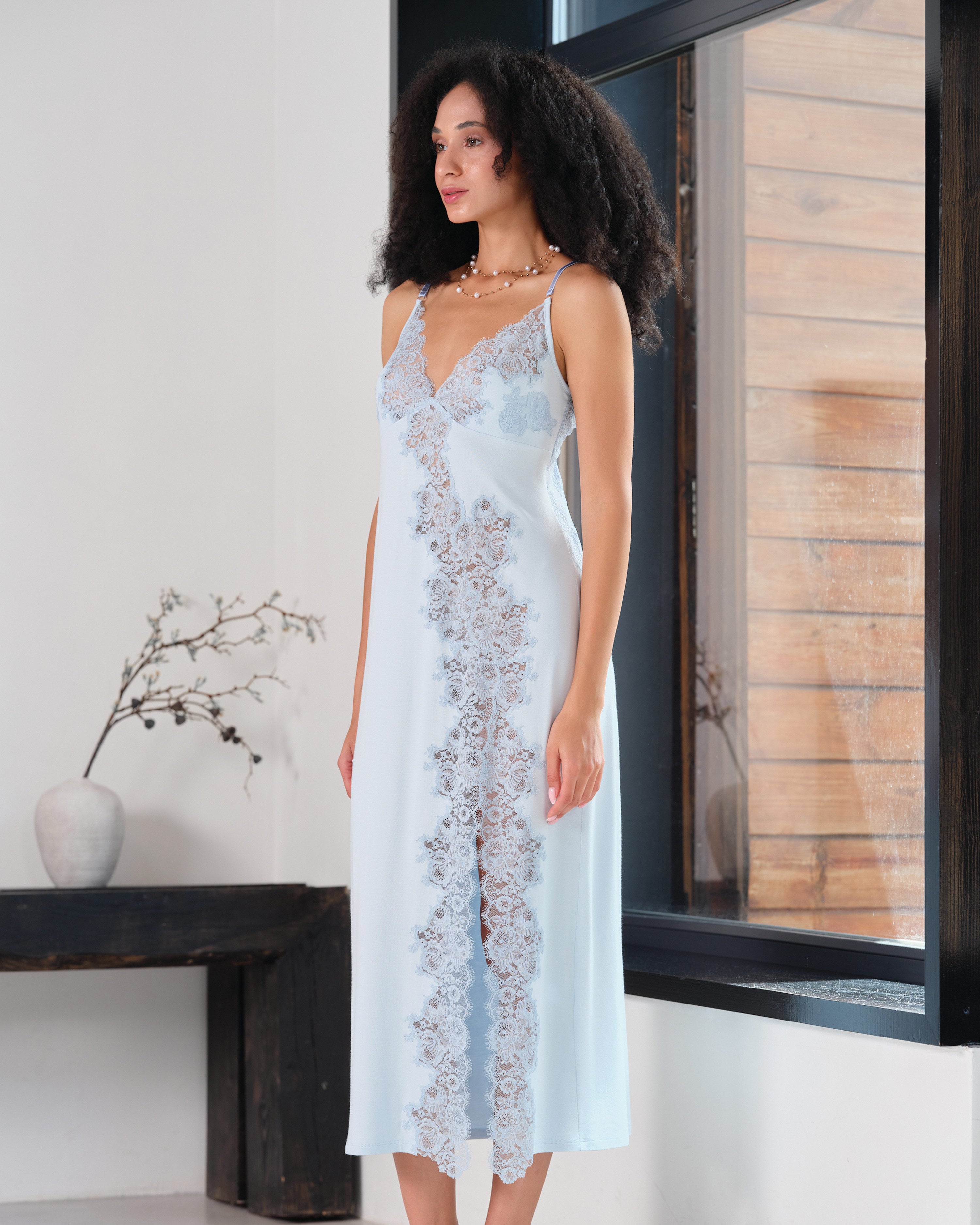 Bamboo Nightgown 03347 icy blue