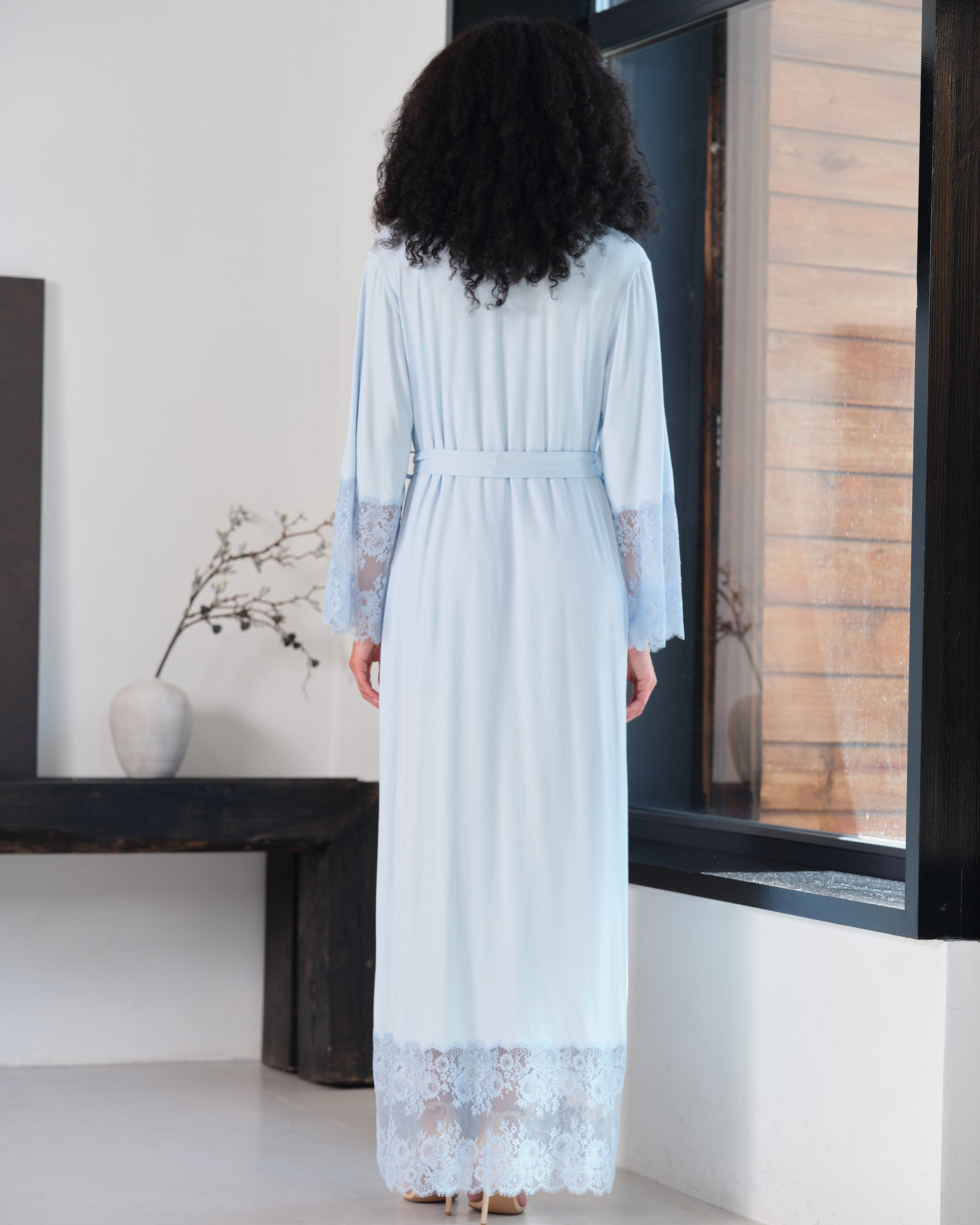 Bamboo long sleeve Robe 03348 icy blue