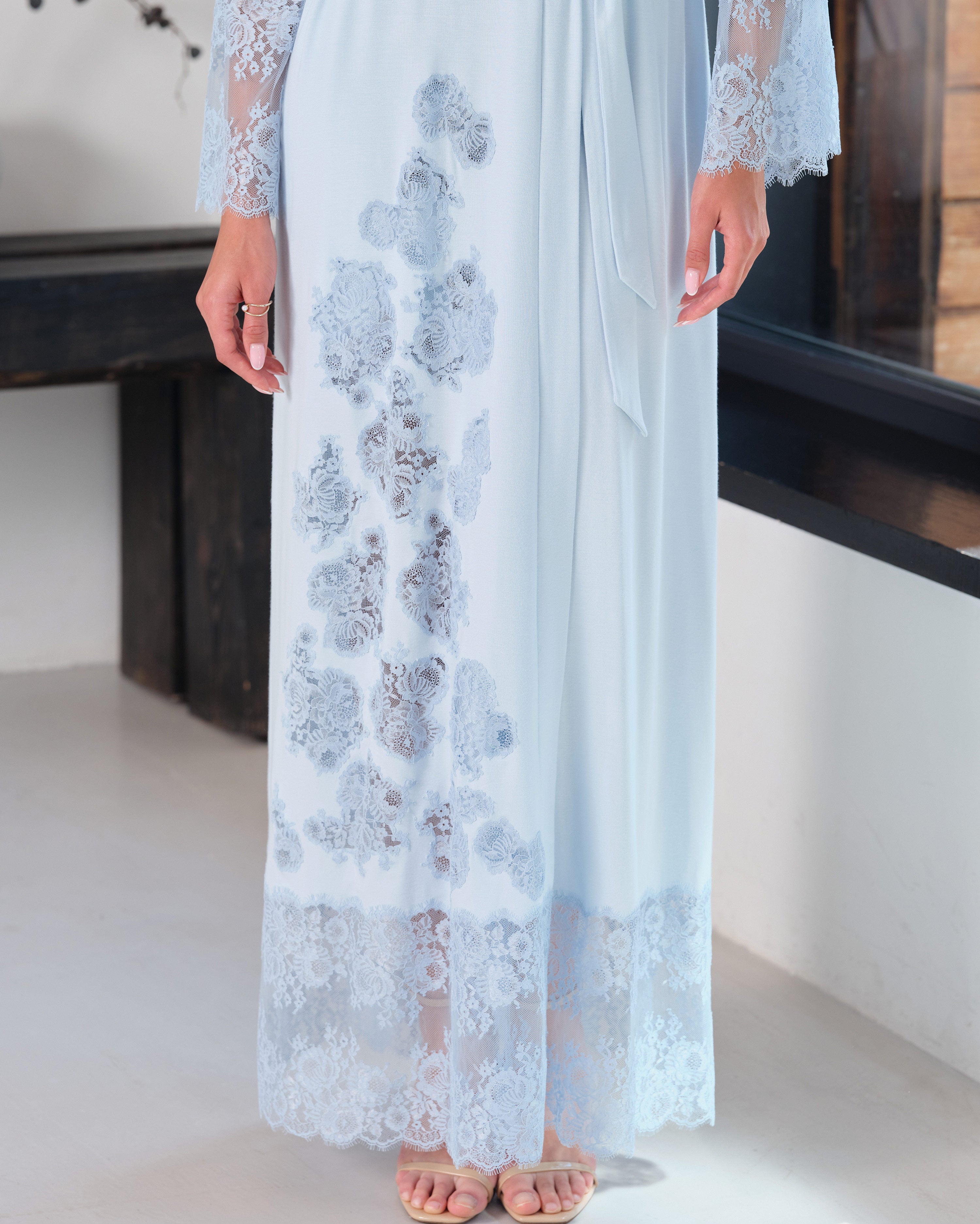 Bamboo long sleeve Robe 03348 icy blue