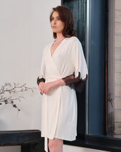 Bamboo 3/4 sleeve Robe 03332 ivory/black