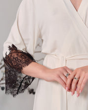 Bamboo 3/4 sleeve Robe 03332 ivory/black