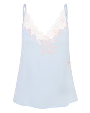 Effetto bamboo cami shorts set 03163 – women's sleepwear, icy blue
Light blue lace-trimmed nightgown on a white background