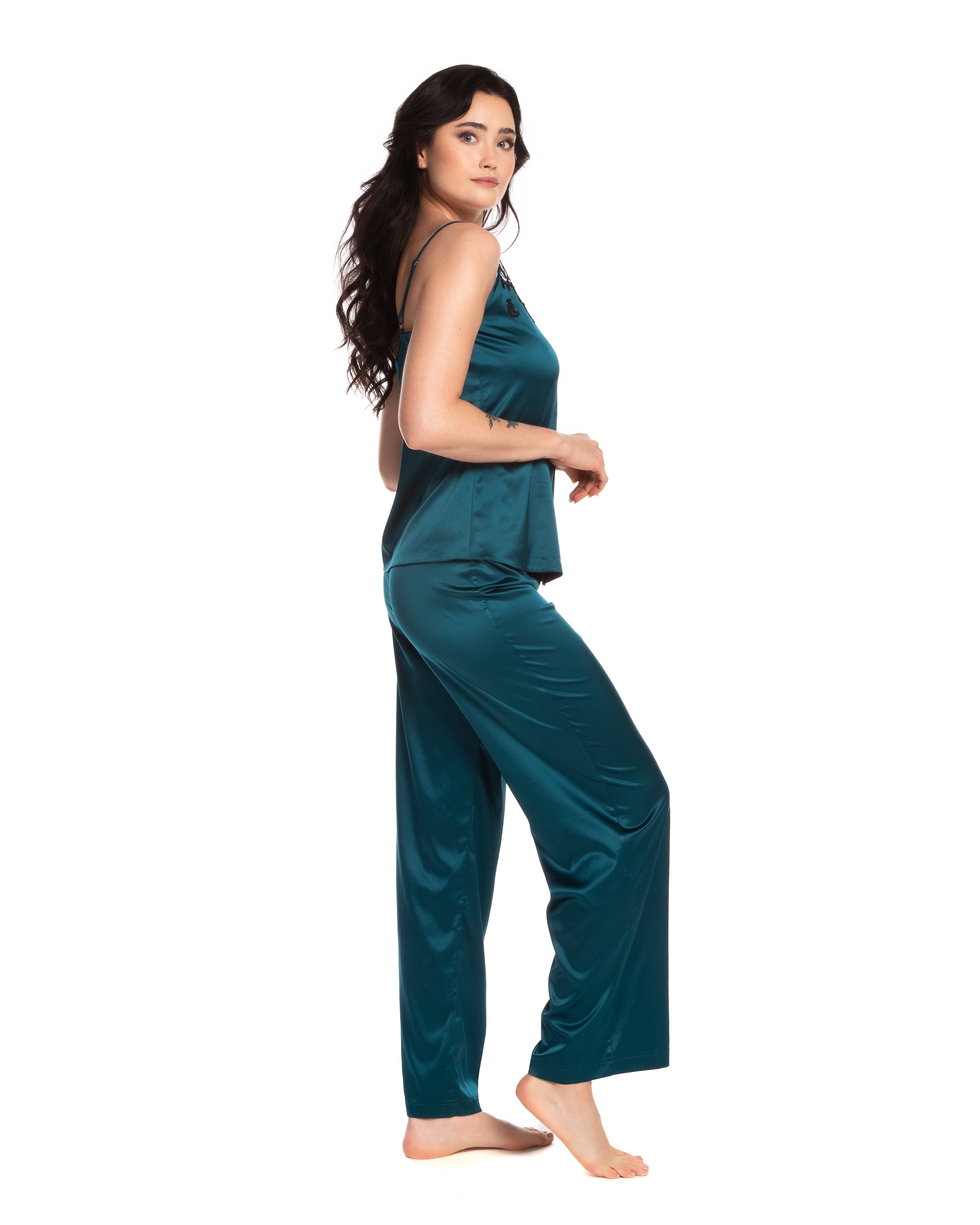 Satin camisole Pajama S03185 green