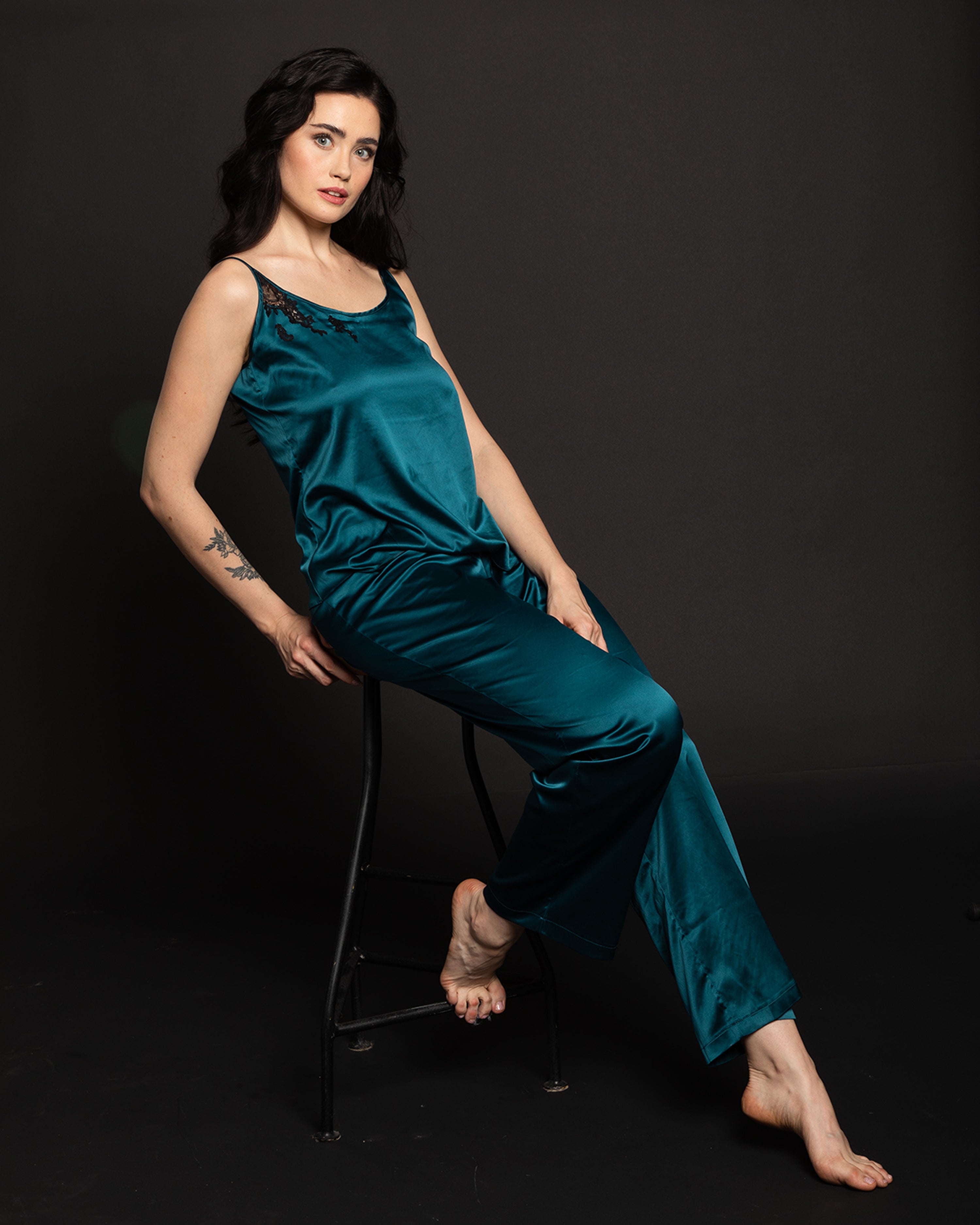 Satin camisole Pajama S03185 green
