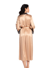 Satin long Robe S03186 beige