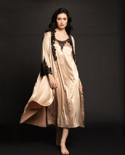 Satin Nightgown spaghetti strap S03187 beige