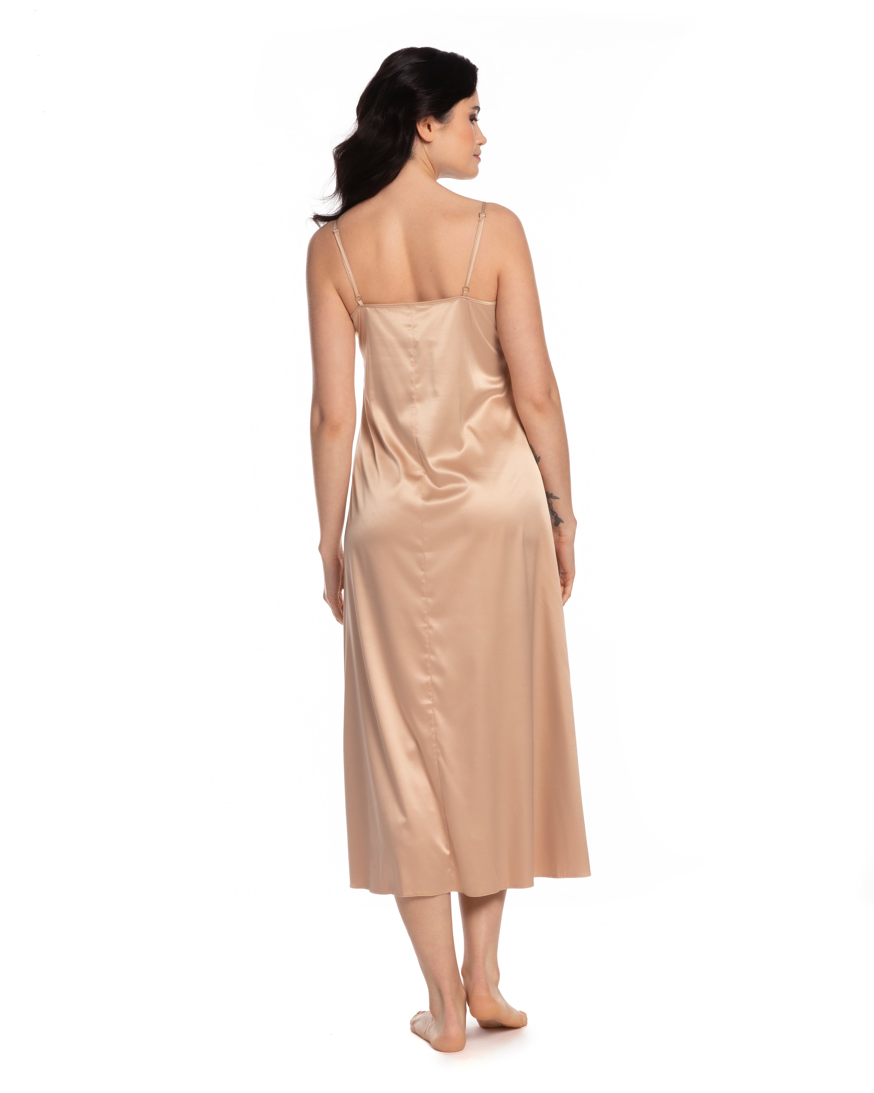 Satin Nightgown spaghetti strap S03187 beige