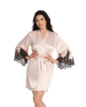 Satin 3/4 sleeve Robe S03189 pink
