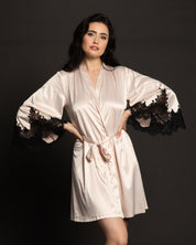 Satin 3/4 sleeve Robe S03189 pink