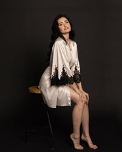 Satin 3/4 sleeve Robe S03189 pink
