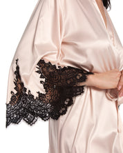 Satin 3/4 sleeve Robe S03189 pink