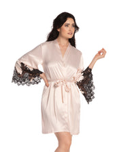Satin 3/4 sleeve Robe S03189 pink